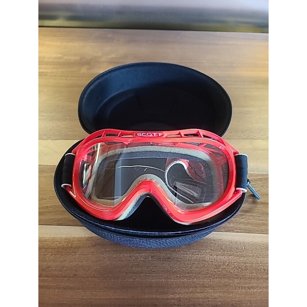 Scott Goggles w/ Case Red/Black/White  - Clear Lens Motorcross Pre-owned